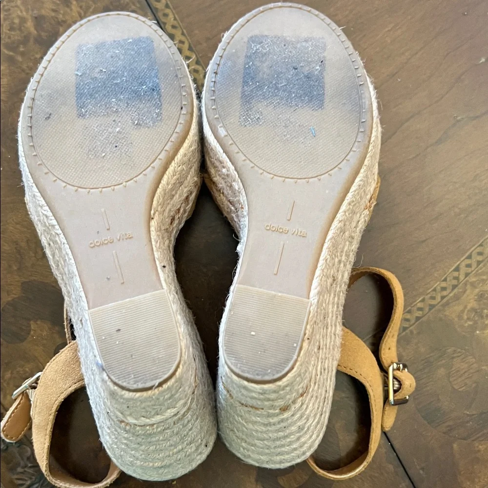 Dolce Vita Tan Suede Espadrille Wedge Sandals